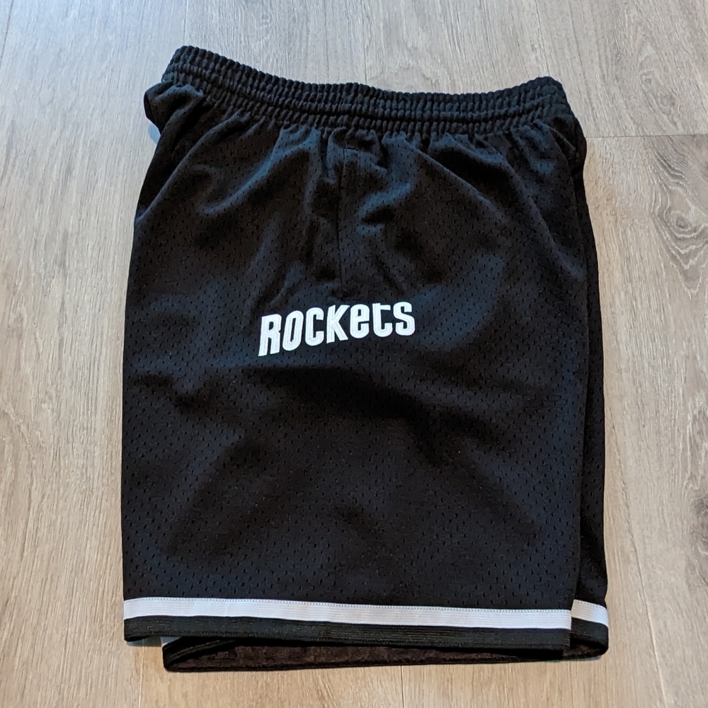 New Mitchell and Ness Houston Rockets Swingman Shorts Black and White